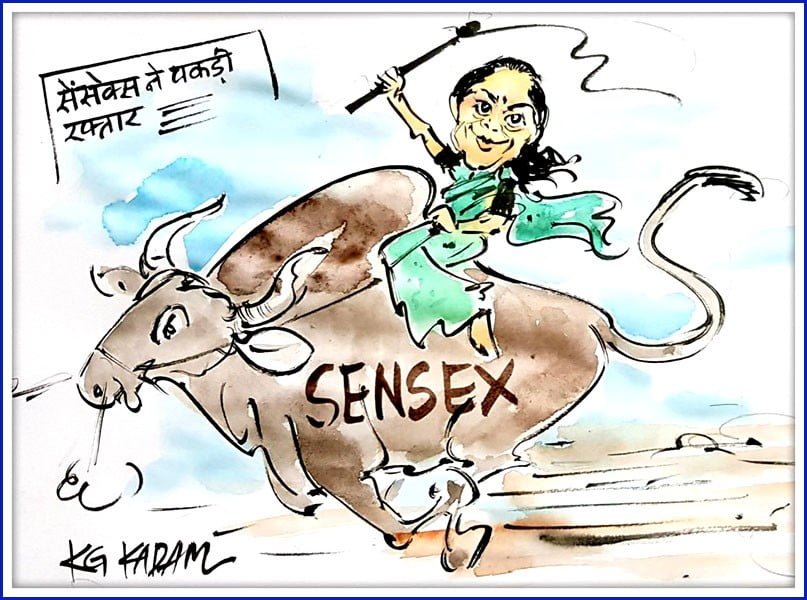 Cartoon: Sensex caught speed Todsy's Cartoon