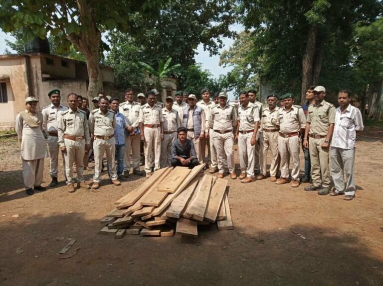 घर में तलाशी के दौरान 35 नग सागौन की चिरान जप्त