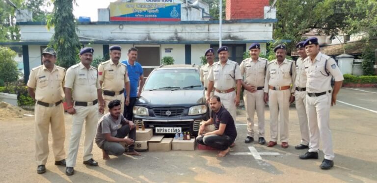 सिवनी कोतवाली पुलिस के द्वारा 7 पेटी अंग्रेजी शराब जप्त