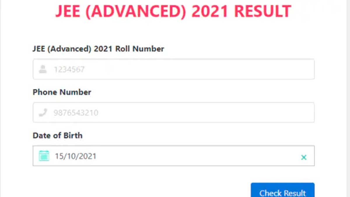 JEE Advanced 2021 Result Declared