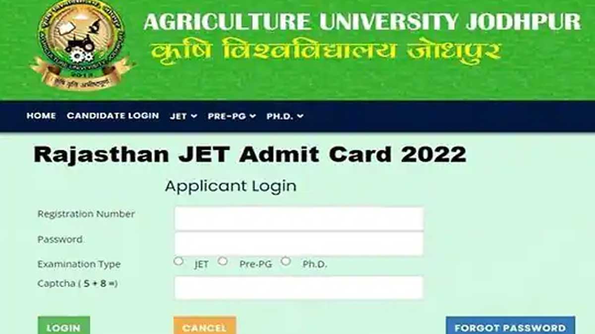Rajasthan JET Admit Card 2022 Download