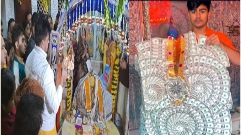 बांके बिहारी मंदिर में ठाकुरजी के लिए पहुंची अमेरिका से 251 डॉलर की माला