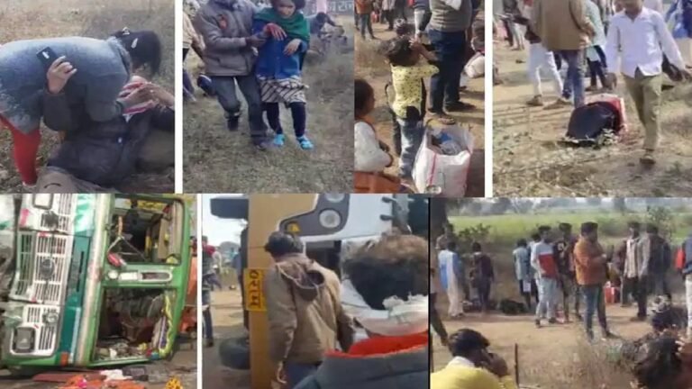 एमपी के खंडवा में 2 बसों की जोरदार टक्कर, अब तक 40 से अधिक घायल