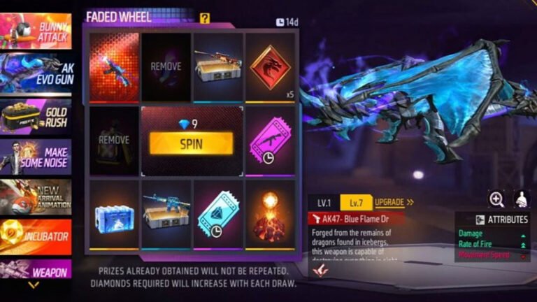 Free Fire MAX Faded Wheel Event: फ्री फायर मैक्स में Flame Draco AK47 जीतने का सबसे आसन तरीका