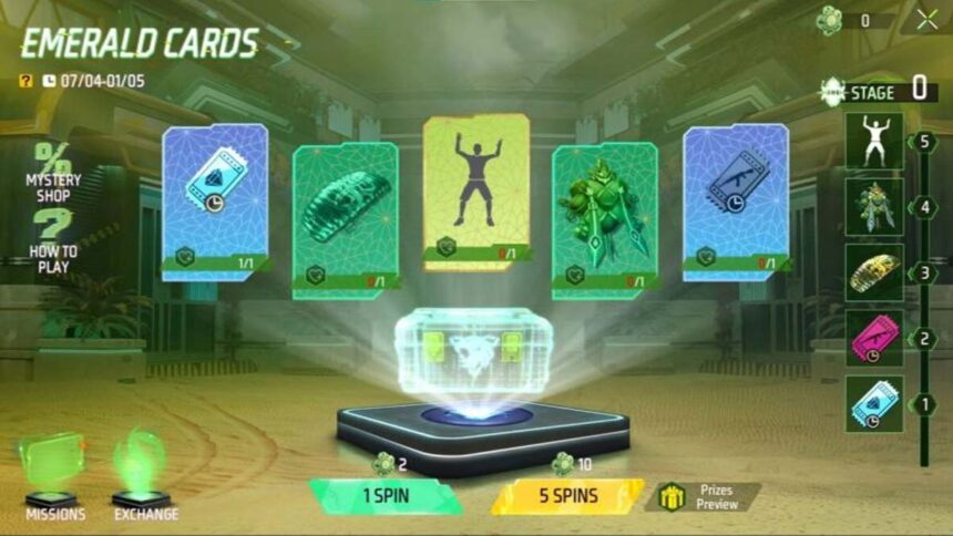 Free Fire MAX Emerald Cards