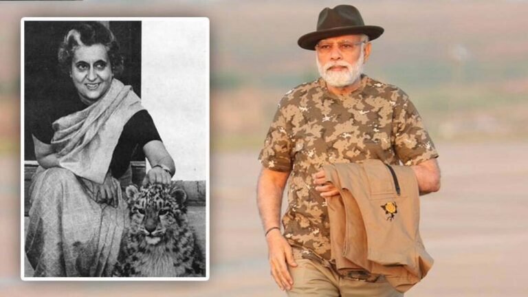 कांग्रेस ने बछड़े के साथ इंदिरा गांधी की फोटो पोस्ट करते हुए प्रधानमंत्री मोदी की सफारी पर उठाया यह सवाल