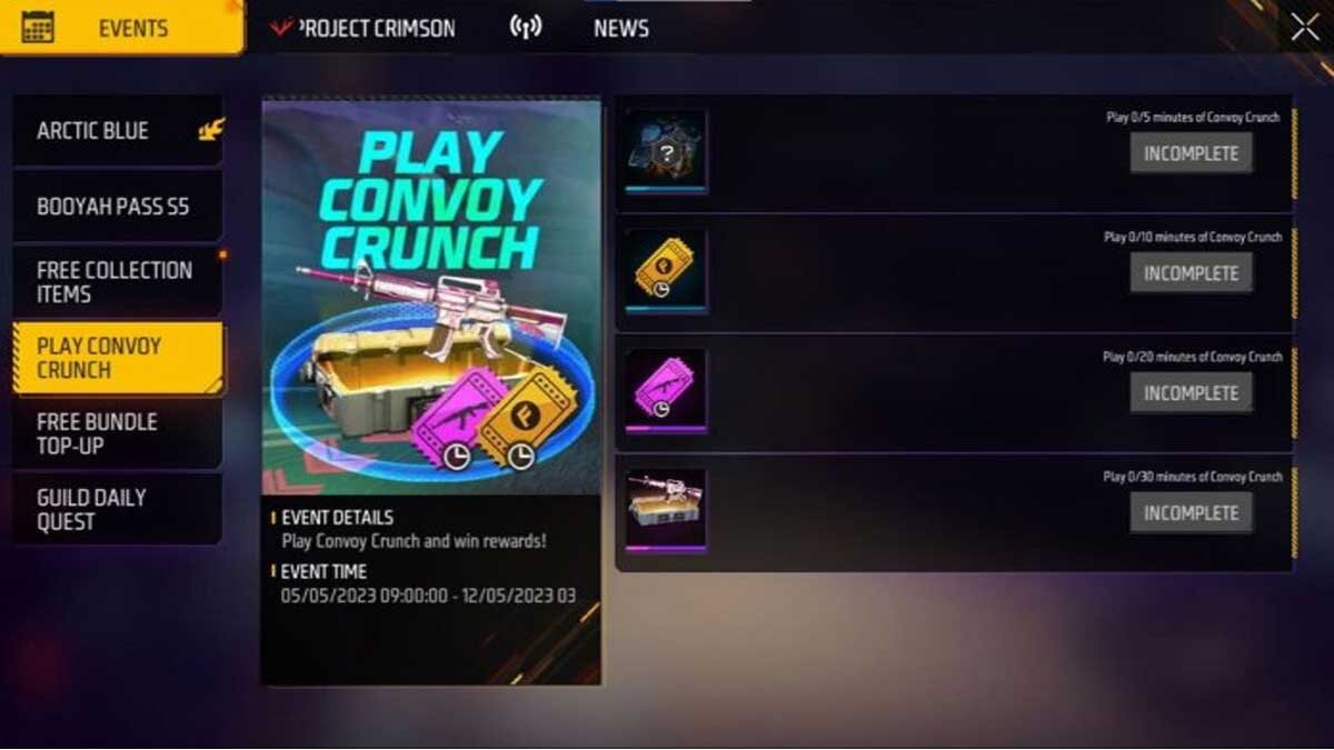 Free Fire MAX Play Convoy Crunch Event