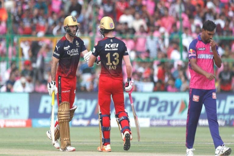 IPL 2023 RCB vs RR: रावत की धमाकेदार  बल्लेबाजी! फाफ-मैक्सवेल ने जड़ा दमदार अर्धशतक, RCB की RR को 172 रन से चुनौती