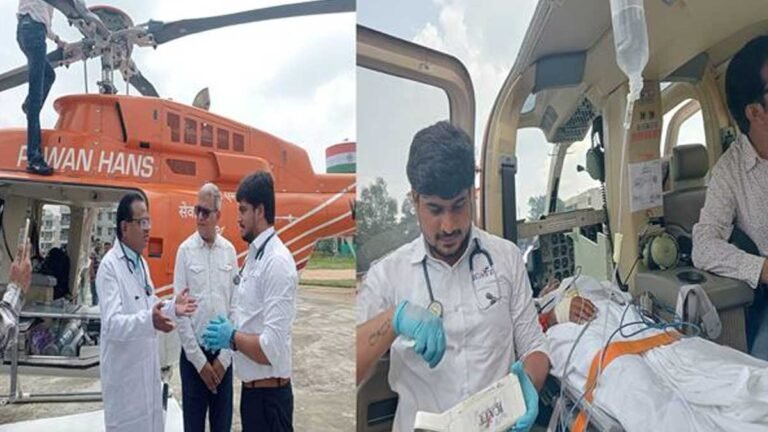 पीएमश्री एयर एम्बुलेंस योजना: बैतूल के मरीज को उपचार के लिये एयर एम्बुलेंस से भेजा भोपाल